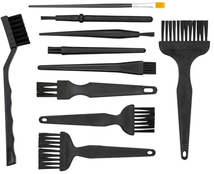 Nylonborste och Borstset, 10 stycken, i Svart, antistatiska rengöringsborstar för moderkort, GPU, högtalare, PC-rengöringsset, tangentbordsrengöringsborste, ledande golvrengöring, rengöringsborstset