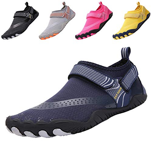 funmoon Barfota vattenskor män kvinnor snabbtorkande aquaskor unisex simskor för män, strand, dykning, surfning, båtliv, snorklingsskor, BLÅ, 35.5 EU