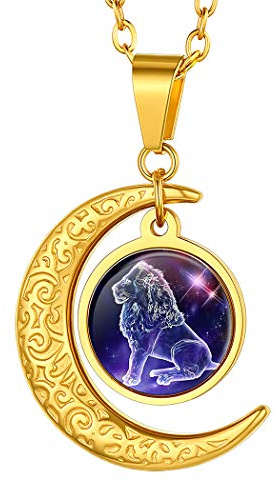 Suplight Unisex 12 Sternzeichen Collier personalisiert Edelstahl Runde Sternbilder Anhänger Halskette Name Gravur Münzenkette Horoskop Tierkreis Schmuck Geschenk für Damen Herren Jungen Mädchen