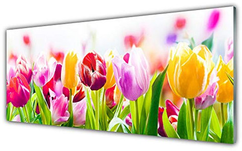 Tulup Acrylic Glass Print 125x50cm Wall Art - Wall Picture Plastic Acrylic Glass - Tulips Floral