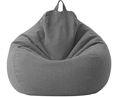 XIXIMAON Sitzsack Bezug ohne Füllung Sitzsackhüllen Abnehmbarer Sitzsack Hülle Bezug Einfarbig Indoor Sitzsack Abdeckung mit Reißverschluss für Kinder und Jugendliche und Erwachsene (Dunkelgrau, M)