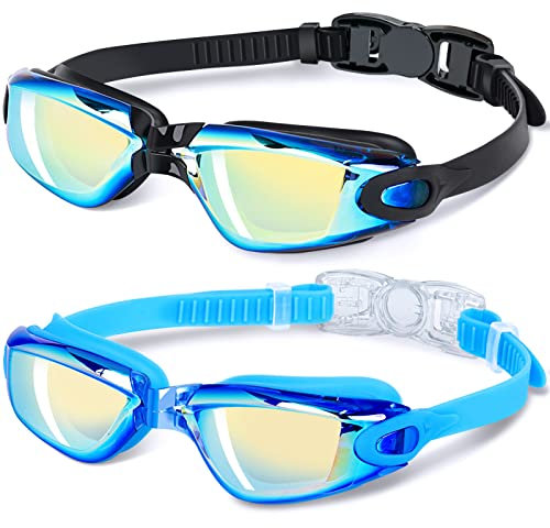 EasYoung Kids Swim Goggles, 2-Pack Swimming Goggles for Children, Teens, Boys or Girls, UV Protection Swim Pool Goggles