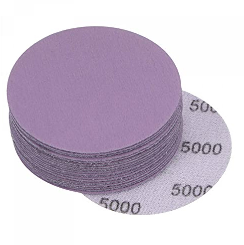 sourcing map 20 Stück 7,6 cm lila Schleifscheiben 5000 Körnung Klettverschluss Professionelles Aluminiumoxid Schleifpapier nass trocken Politur für Holz Metall Farbe Finishing