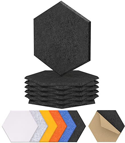 TONOR Lot de 12 panneaux isolants acoustiques décoratifs muraux pour jeux et podcasting, mousse acoustique haute densité pour studio/bureau/chambre, 30 x 26 x 1 cm, noir