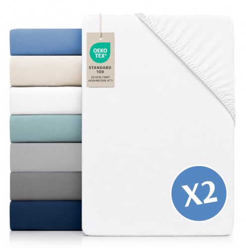 Dreamzie Juego de 2 Sabanas 150 x 200 Ajustables - Microfibra Ultra Suave Oeko Tex Certificado - Sabanas 150x200 Cama - Albastro Blanco