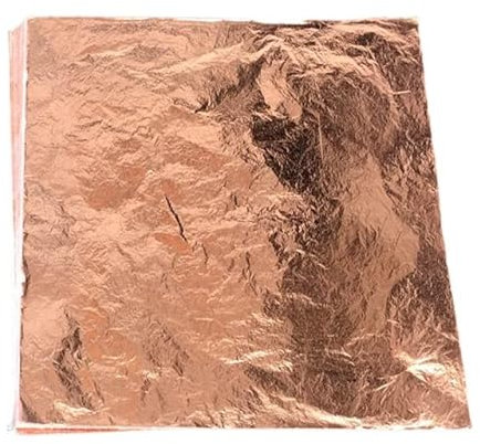 SOREZE Blattgold-Papierfolie zum Bemalen, Vergolden, Möbel, Basteln, Dekoration, 14 x 14 cm, Imitation von Roségold, Blattsilber