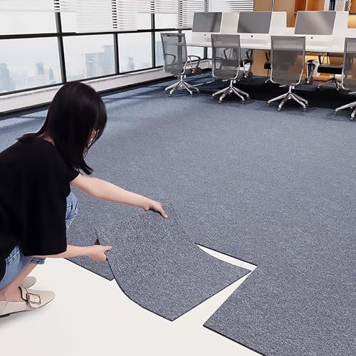 HAILM Premium Soft Padded Teppich Fliesen Nahtlose Aussehen, Selbstklebende rutschfeste Quadrate Teppich, Peel und Stick für Einfache DIY Installation (20x20, 10 Fliesen - 26,9 Sq Ft)