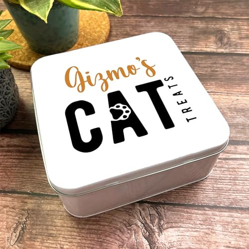 Square Chunky Paw Print Treats Storage Biscuits Personalised Cat Treats Tin Personalised Gift | Custom Gift | Personalized Tin | Personalised Tins | Gift For Her | Gift For Him