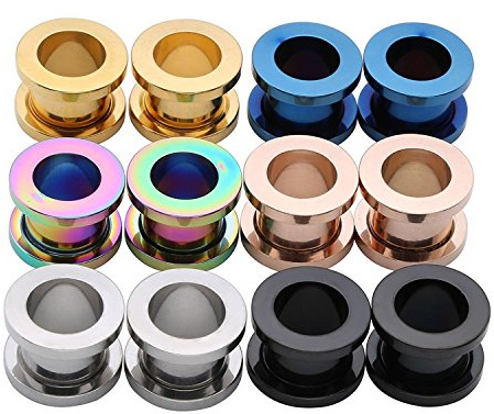 Decentraland 12 piercing a vite in acciaio inox 316L, 6 colori, 14 g (1,6 mm)