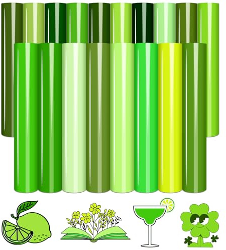 Tintnut Green HTV Heat Transfer Vinyl - 18 Sheets 12 x 10 Light Green HTV Iron on Vinyl for T-Shirts, Hat, Clothing