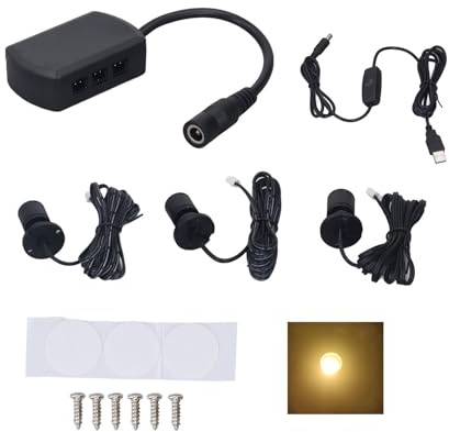 Haofy Mini-Spot-Leuchten mit Dimmer, Dimmbare LED-Spotlight-Lampe, 5 V, Mini-LED-Spotlight, 1 Bis 3 Spot-Leuchten für die Präsentation von Schmuck, Schränken, Veranda (Warmes Licht