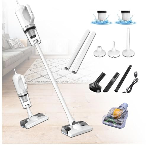 Aspirateur Balai Laveur sans Fil 5 en 1 Compact - Léger, 35Min Autonomie, Aspirateur Vapeur sans Fil pour Voiture, Maison, Bureaux, Poils d'animaux