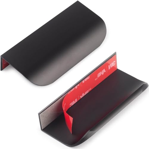 RVPEKUPE Selbstklebende Kantengriffe für Schränke, ohne Bohren, versteckte Schubladengriffe, flach, zum Aufkleben auf Schrankgriffe (mattschwarz, 8 cm Länge)