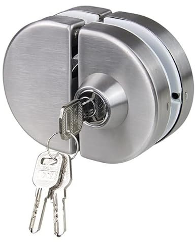 Verrou de porte en verre en acier inoxydable à double boulons, contrôle coulissant, sans perçage, serrure de sécurité antivol avec clés, petit cadeau