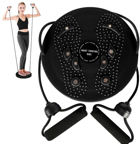 XEERUN Taillenformer, Taillen-Drehscheibe, Twister-Übung für die Taille, Twist-Board mit Massage-Fußsohle und Widerstandsbändern, für Aerobic-Übungen und Toning-Workout, Heim-Fitness-Board