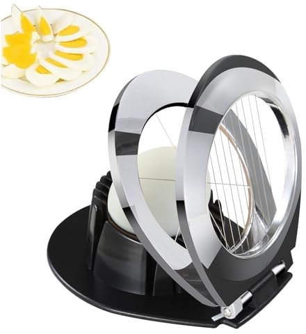 CRESZZLE Cortador de huevos cocidos en acero inoxidable, corta huevos - Herramienta de corte de huevos 2-en-1 práctica, fabricada en acero inoxidable (apto para lavavajillas).