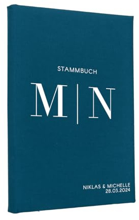 Hochzeitideal Stammbuch der Familie 'Luna' Nr. 310 inkl. Personalisierung (Petrol, Klassisch mit 6-Fach Ringmechanik)