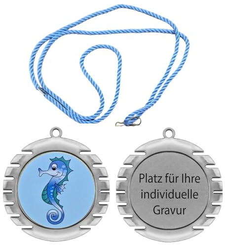 eberin · XL Medaille Schwimmen Ø 70mm · Seepferdchen · Frühschwimmer Medaillen · Schwimmabzeichen · Schwimmkurs · Medaille personalisierbar mit Gravur · Gold//Silber//Bronze