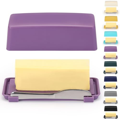 Mantequera Con Tapa Para Encimera, Kyraton Mantequillera Con Rascador De Acero Inoxidable, Plásticos Butter Dish, Regalo De Cocina Para Esposa, Madre.