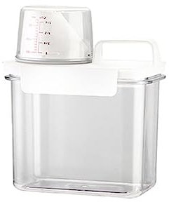 siduytin ABS Waschpulver Flüssigkeitsbehälter mit geneigtem Mund, nachfüllbarer Ersatz, transparente Toilettenbox mit Messbecher, 1100ml