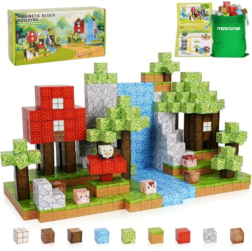Magnetische Blöcke-108 Teile Magnetische Bauwelt Spielzeug, magnetisches Baustein-Weltset für Kinder von 3-12 Jahren, STEM-Lernspielzeug sensorisches Spielzeug Geschenk für Mädchen und Jungen