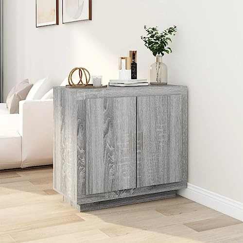 TJROO Credenza con Ante 80x40x75 cm Mobiletto da Salotto Mobile da Salotto Mobile Alto Mobile Contenitore Armadietto con Ante Mobiletto Salvaspazio Legno Multistrato grigio Sonoma