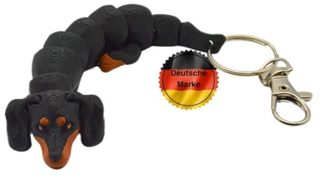 KEYSPACE Dackel Schlüsselanhänger Hund - süßer Dackel Anhänger 3D gedruckt -beweglicher Schlüsselanhänger Schulkind - robustes Geschenk Hundebesitzer Frau - beste Hundemama Geschenk dog mum