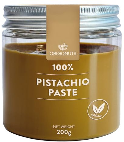 ORIGONUTS – Pasta di pistacchio 100% pistacchi, crema pistacchio artigianale – Base per torte, creme, dessert, gelati – Gusto intenso e consistenza perfetta - Senza coloranti - 200 g