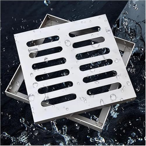 CHZDPP Customizable Trench Covers Grates, Large/Small Channel Drain Grate for Driveway Kitchen Yard Park, Universal Stainless Steel Exterior Water Drains(40x40x5cm/15.7x15.7x2in)