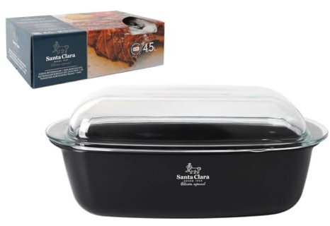 Fuente Horno Vidrio Borosilicato con Asas - Elegante Negro | Alta Resistencia Térmico - No Retiene los Sabores | Para Asar Carne, Verduras, Lasaña, Guisos, Postres (Rectangular - 4,5 L)