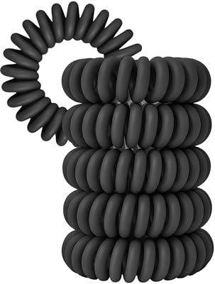 Specora-Classic Spiral Haargummi Mattschwarz – 4 cm – 5er Pack – TPU – Telefonkabel Zopfgummi – Ohne Ziepen & Verheddern – Keine Knicke – Haarschonend