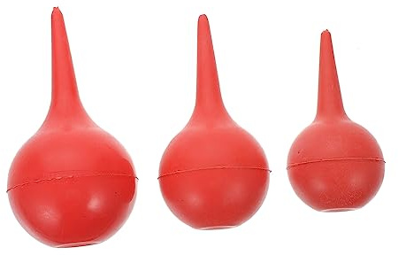 Ohrspritzenball 3 Stück-pack aus Gummi Rot für Ohrreinigung | Laborwerkzeug, Sichere Anwendung ohne Reizung, Praktische Quetschform für Gezielte Reinigung