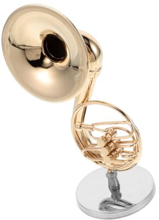 ifundom Miniatur-waldhorn Modell Vergoldet Aus Messing Winzige Mini-musikinstrument Nachbildung Ornament Für Puppenhaus Miniaturinstrumente Zum Sammeln Musikzimmer-