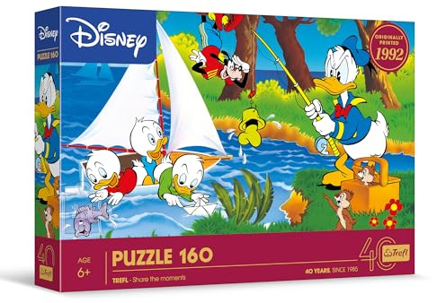 Trefl - Disney, Avventura al Lago - Puzzle 160 Pezzi - Puzzle Colorato con i personaggi del cartone animato Paperino, Intrattenimento Creativo, Gioco per Bambini dai 6 anni
