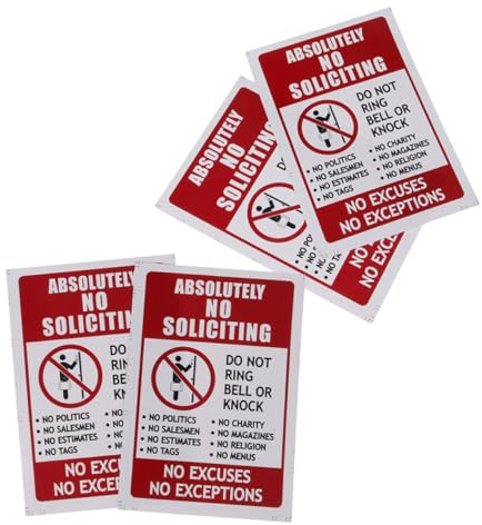 Autocollant Interdiction de Démarchage 4 Pièces PVC Adhésif Étanche | Intérieur et Autres Lieux, Pose Facile, Signalisation Claire, Format 9,5x14cm, Lot de 4