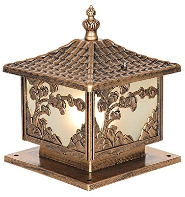 BLOOHK Outdoor Landscape Post Lantern | Vintage Rustproof Aluminum Column Lamp With Frosted Glass | IP65 Waterproof Exterior Pedestal Light For Garden, Patio, Deck, Gate | E26/E27 Base Fixture