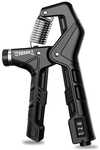 Adjustable Hand Grip Strengthener, Hand Gripper, Forearm Strengthener, Hand Exerciser with Counter and 11-220 LBS Adjustable Resistance for Athletes Musicians Hand Wrist Injury Recovery (Black)