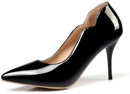KKdhsfy 8 cm dam klassisk spetsig tå sexiga stiletto pumpar kontor dam ledig klänning fest vårbalskor, svart, 41 EU