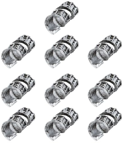 Durlo Dreadlock Vikingaskäggpärlor, Vikingahårpärlor för klämmsmycken, Nordiska för män och kvinnor, Hår- och skäggsmycken, DIY (Silver)
