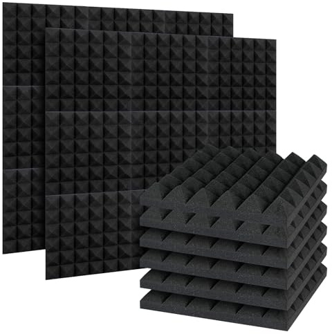 24 Pack Acoustic Foam Panels with Tape Soundproof Wall Panels | Thick Acoustic Foam Panels with Double Sided Tape, Noise Reduction Wall Decor for Studio, Office and Home