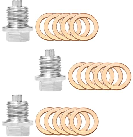 Dagran 3 Stück Ölablassschraube M14X1,5 Ölwannenablassmutter Kupferdichtungen Edelstahl Ölwannenschraube Drain Plug Kupferscheiben Ölschraube für Auto Motorrad PKW Kfz Meisten Modellen