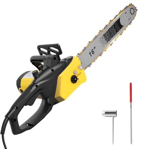 2500W 16 Inch Electric Chainsaw, Powerful Corded Electric Saw, with Guide Bar & Carbon Steel Saw Chain, Quiet & Low Kickback Chainsaw, with Automatic Oiler, for Tree Felling Log Cutting and Pruning