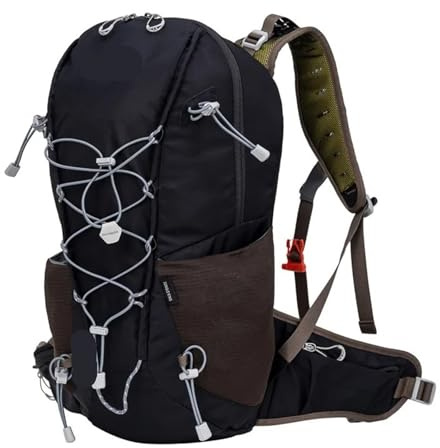 HEUchuan Utomhusryggsäck unisex flerfunktionell vandringsryggsäck dagväska resväska för vandring klättring bergsklättring camping 25 l, Svart, en storlek