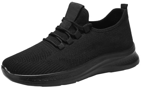 Generiska skor, herrsneakers, lediga, vandringsskor, mjuka sulor, joggingskor, platå, ortopediska promenadskor, halkfria, vandringsskor, snörning, sportskor, arbetsskor, män, vattentäta, svart, 39 EU