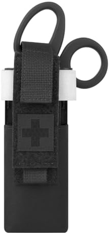 KRYDEX GEAR Kit tattico 3 in 1 con laccio emostatico e forbici EMT da 18,4 cm, set di forbici per traumi medici MOLLE, pronto soccorso, ER, Outdoor (nero)