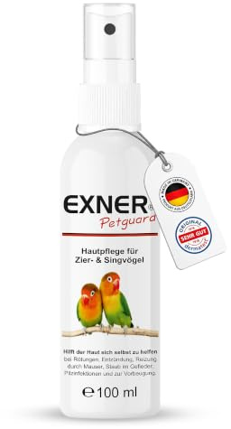 Exner Petguard Tierpflege für Ziervögel & Singvögel - Pflegemittel bei Juckreiz, Haarausfall, Entzündung, Parasiten, Räude, Milben & Pilzbefall - biologisch & natürlich - 100 ml Sprühflasche
