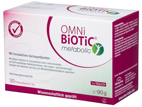 OMNi BiOTiC metabolic, 30 Portionen (90 g), 7 Bakterienstämme, 3 Mrd. Keime pro Tagesdosis, Pulver, Vegetarisch, Glutenfrei, Zur täglichen Anwendung