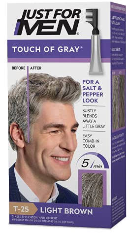 Just for Men Touch of Grau Herren Haarfarbe, hellbraun, 2 Stück, Ammoniakfrei, Anti-Aging, Naturlich deckt Grau ab, für Männer mit grauem Haar