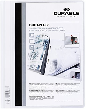 DURABLE Hunke & Jochheim Angebotshefter DURAPLUS®, strapazierfähige Folie, DIN A4 (10 Stück, weiß)