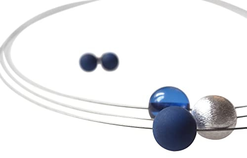 Schmuckset Polariskette blau silber Kette dunkelblau